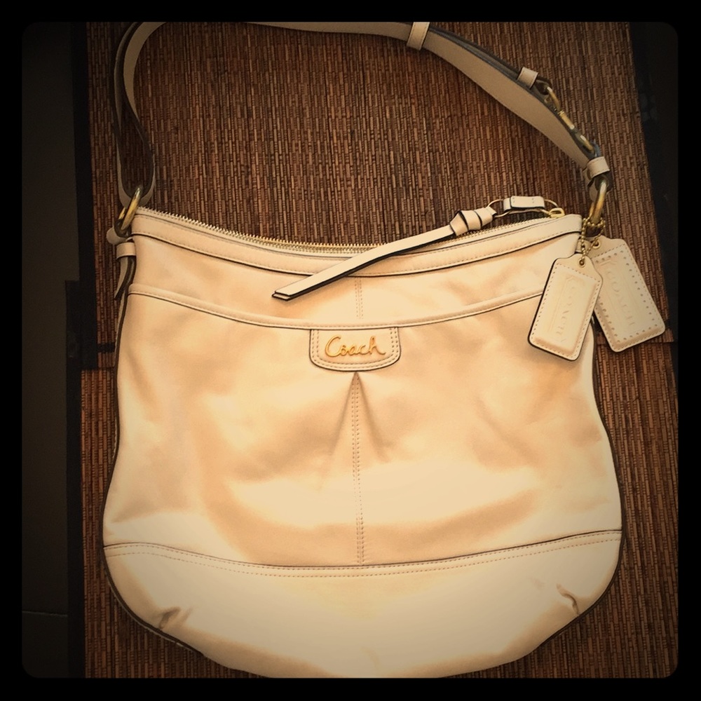 Coach white leather purse